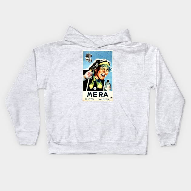 MERA VAL SESIA Italy Winter Holidays Travel Vintage Ski Kids Hoodie by vintageposters